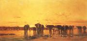 Charles tournemine African Elephants Germany oil painting artist